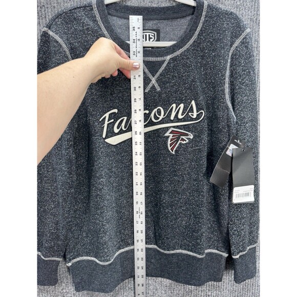 NFL Atlanta Falcons Pullover Sweatshirt Womens Medium Heather Black Gray Logo - Picture 6 of 8